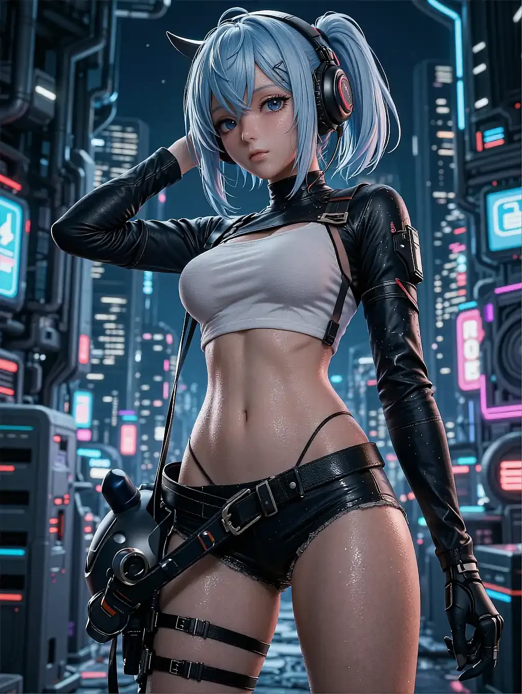 Illustrated anime character Nao with a soft, attentive expression indoors